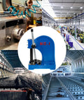 1 Ton Manual Desktop Punch Press Machine with 5.5 Inch Work Height, cast iron body for stamping, positioned in industrial setting