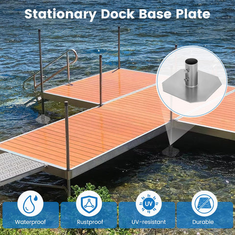 Heavy Duty Dock Base Plates 4 Pack For Floating Docks Stationary Foot Plates For Posts Pipes And Legs Metal Construction Durable