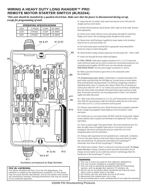 Diagram for wiring Long Ranger Remote Motor Starter Switch For Dust Collectors No More Walking To Flip It On Heavy Duty Pro 208 240V