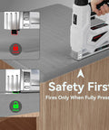 Heavy Duty Cordless Brad Nailer And 2 In 1 Electric Stapler With Fast Charge Battery for safe use with lock indicators.