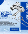 Self Closing Shower Valve With Pull Chain In Chrome Finish Ideal For Outdoor And Indoor Showers Water Saving Public Friendly Design