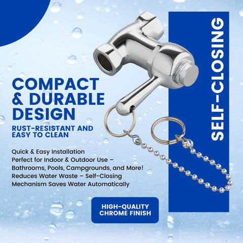 Self Closing Shower Valve With Pull Chain In Chrome Finish Ideal For Outdoor And Indoor Showers Water Saving Public Friendly Design