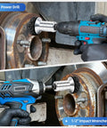 Dope Wheel Hub Cleaning Tool With Dual Head Adapter for rust removal on brake rotor using power drill and 1/2-inch impact wrench.