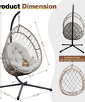 Hanging Egg Chair With Stand Foldable Hammock Swing Chair Built For All Weather Use With Core Spun Polyester Rope 350 Lb Capacity