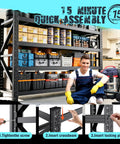 Heavy Duty Metal Garage Shelving 79 Inch Wide 4 Tier Adjustable Storage Rack Matrix Frame Easy Assembly showcased in a workshop.