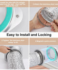 Magnetic dryer vent coupling DV180 kit with 3 ft duct and stainless steel clamps; four-step installation guide illustrated.