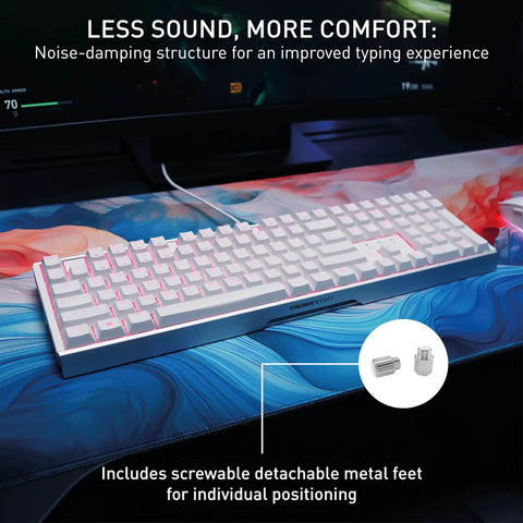 Level Up Your Daily Grind With This Renewed Wired Mechanical Keyboard Featuring Snappy Brown Switches And Vivid Rgb Lighting Built Into A Rock Solid Aluminum Alloy Design, showcasing noise-damping structure.