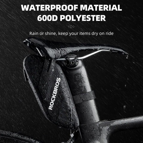 Waterproof 0.6L Bike Saddle Bag And Frame Bag For Mountain, Road, And Folding Bikes, wet rainproof zippers on bike seat