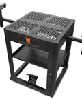 Rock Solid Multi Purpose Rolling Workbench For Planers And Miter Saws With Extendable Arms Span Fifty Four Inches featuring sturdy metal construction and adjustable rollers.