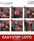 Gate Valve Lockout Kit Two Pack Valve Lockout Device installation steps for industrial use, showing OSHA compliant lockout tagout process.