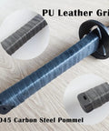 Full Tang Carbon Steel Machete Sword With Leather Sheath For Practice And Outdoor Use Twenty Point Five Inch Blade PU leather grip