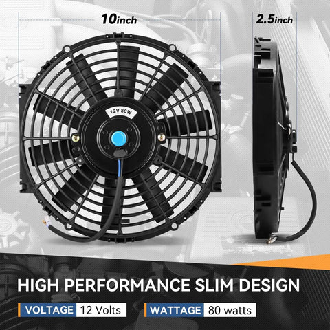10 inch Dual Electric Radiator Cooling Fan with 80 watts and 12 volts for tight engine bays as part of Upgrade Your Whip Fast With This Beast Mode Dual Electric Radiator Cooling Fan And Switch Relay Kit Universal Drop In Fit For Tight Engine Bays Slim Profile Mod Ready To Keep Things Chillin Out.