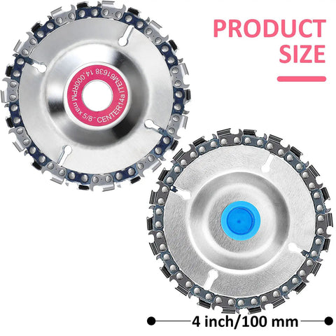 Five Piece Five Eighth Inch Chain Disc Saw Blades For Angle Grinders With 22 Teeth Wood Carving Discs Product Size 4 inch 100 mm