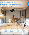 Chillin Portable Ceiling Fan With Remote For Indoor Outdoor Use in RV bedroom, black fan with 6 blades and USB power connection.