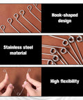 Six Pack Recessed Light Spring Clips Set, Heavy Duty Silver Torsion Clips For Recessed Fixtures showing stainless steel material.