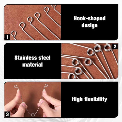 Six Pack Recessed Light Spring Clips Set, Heavy Duty Silver Torsion Clips For Recessed Fixtures showing stainless steel material.