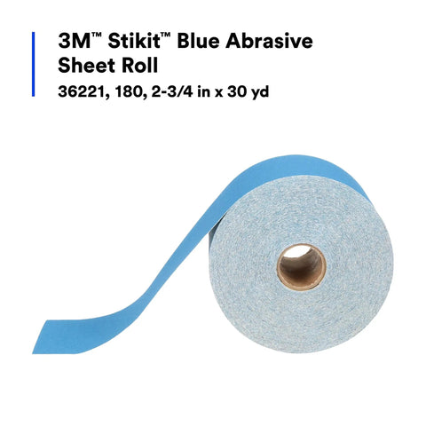 Stikit Blue Abrasive Sheet Roll 180 Plus Grade for Automotive Coating Removal and Body Repair No Hole Sanding Paper