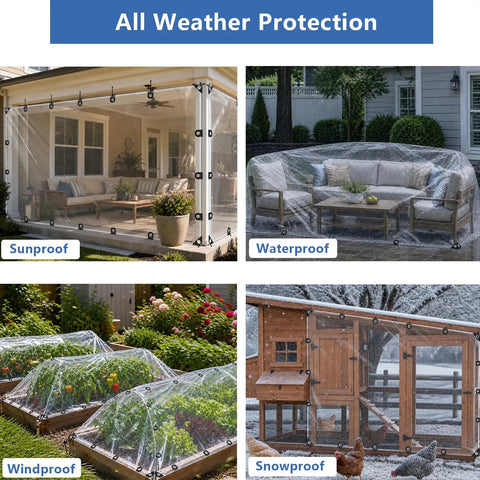 Tough As Nails Heavy Duty Clear Tarp 6 X 12 Ft Waterproof 8 Mil Thick Vinyl Sheet used as sunproof patio cover.