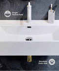 24 Inch Rectangle Wall Mount Bathroom Sink Sleek Space Saving Ceramic Vanity Basin With Durable Non Porous Scratch Resistant Finish