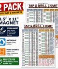 Top Shelf Magnetic Tap Drill Metric Conversion Chart Pack Of 2 At 8.5By11 Inches strong wall mount with color-coded sizes.