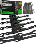 Retractable Ratchet Straps 4 Pack 1 Inch By 10 Foot Auto Self Retracting Tie Downs 1,209 Lbs Break Strength with storage bag