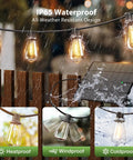 Lit Solar String Lights Outdoor Waterproof Shatterproof With Remote Dimmable And Timing 96 Ft Hanging Lights with glowing bulbs.