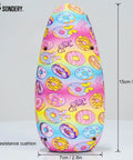 Colorful slip-resistant cushion with donut pattern, measuring 15cm tall and 7cm wide, displayed on a white background.