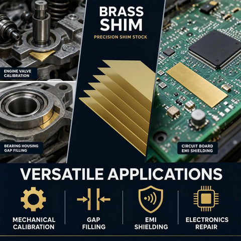 24 Pcs Brass Shim Stock 6 Thicknesses 0002 To 016 Inches Perfect For Valve Tuning Engine Calibration And Bearing Alignment Jewelry Work Since Gear Gives Flat Precision You Can Trust For Your Projects That Need Dead On Accuracy Saving Big Bucks. brass shim stock for valve calibration, bearing gap filling, and circuit board EMI shielding