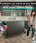 Heavy Duty 5 Wheel Furniture Dolly With Brakes, 2200 Lbs Load Capacity, moving kitchen island with brake system in use