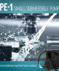 Compact Submersible Pump Epoxy Encapsulated Direct Drive 115 Volt 0.008 HP 170 GPH shown with machine tool coolant