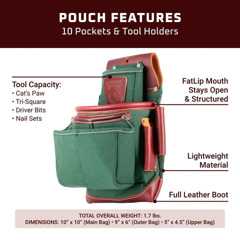 Heritage FatLip Fastener Bag Right Hand With 10 Pockets And Tool Holders Built In USA For Framing Drywall And General Construction