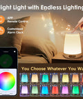 Smart App Controlled Night Light With Built In Sound Machine For Baby Nursery 48 RGB Colors 14 White Noise Display