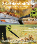 Corded Leaf Blower 7 Amp, 210 MPH Air, 390 CFM, Lightweight 4 Lb Handheld with two speed modes clearing leaves from lawn