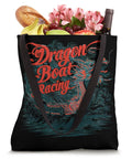 Boat Racing Crew Tote Bag For Dragon Boat Fans with dragon design, filled with groceries, ideal for travel and daily use.
