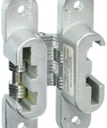 Fire Rated Concealed Full Mortise Door Hinge In Satin Chrome with hidden mounting and 180-degree motion view.