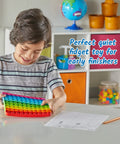 Child playing with a rainbow Hundred Board Pop Fidget Toy For Kiddos, Sensory Bubble Popper For Counting And Multiplication in classroom