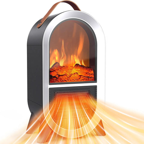 Portable Electric Fireplace Heater For Indoor Use With 1500W High And 750W Low Settings Realistic 3D Flame Thermostat Carry Handle Overheat