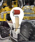 40mm silicone seam roller with wooden handle and 6mm brass detail; for roofing tape, wallpaper, and sound deadening