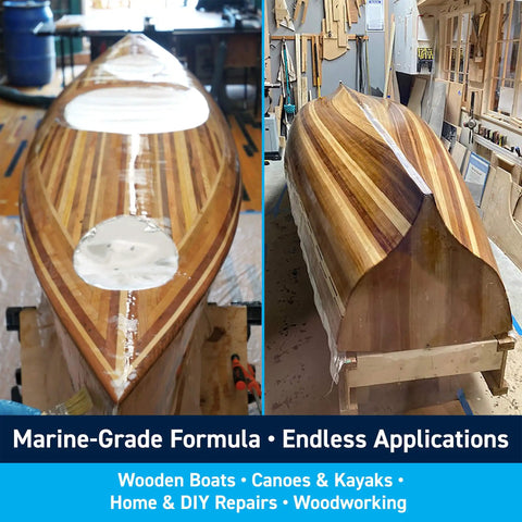 Pro Grade Epoxy Kit For Marine Grade Resin And Hardener Crystal Clear For Woodworking Fiberglass Boat Building And Repairs 1.5 Quart Medium Low Viscosity Non Blushing System used on wooden boat