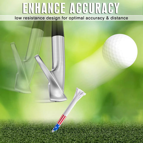 Three Prong Plastic Golf Tees 100 Pack Star And Stripe Edition For Consistent Height And Solid Distance Control image