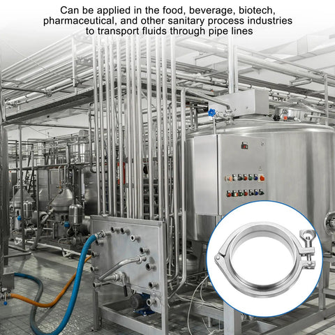 Industrial setting showing Beefy Four Inch Tri Clamp To 4 Inch Tube Od Weld Ferrule Kit With Durable Silicone Gasket And 304 Stainless Steel Heavy Duty Sanitary Pipe Fitting Gear For Flawless Flow.