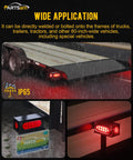 Beefed Up LED Steel Trailer Light Box Kit with 6 Inch Oval Red Tail Lights on trailer during rain, showing IP65 water resistance.