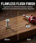 Comparison of conventional screw vs flush finish using Premium Countersink Drill Bit Set With 82 Degree, Five Flutes, Quick Change Hex Shank