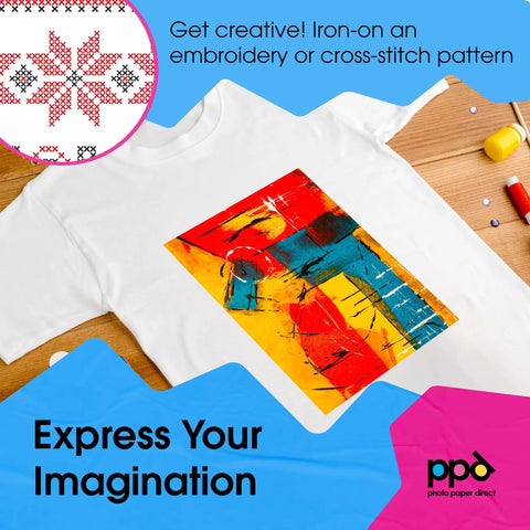 Inkjet Iron On Heat Transfer Paper 10 Sheets 8.5 By 11 Inches Premium Pack For White And Light Fabric And T Shirts Great For DIY Projects