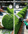 Comparing manual shears and Cordless Hedge Trimmer With Battery 20V No Cords For Quick Hedge Edging And Lawn Cleanup 2 In 1 Grass Shear And Shrub Trimmer Includes 2x 2Ah Batteries And Charge Base
