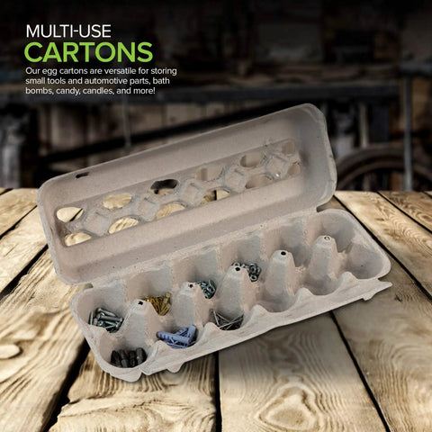Egg Cartons With Viewing Windows 15 Pack Holds 180 Eggs Eco Friendly Recyclable Pulp Fiber shown open on wooden table