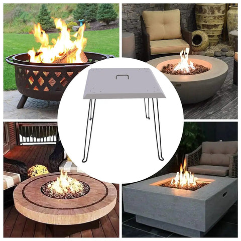 Square Fire Pit Heat Deflector Shield With Foldable Legs Stainless Steel Outdoor Camping Heat Shield over various fire pits