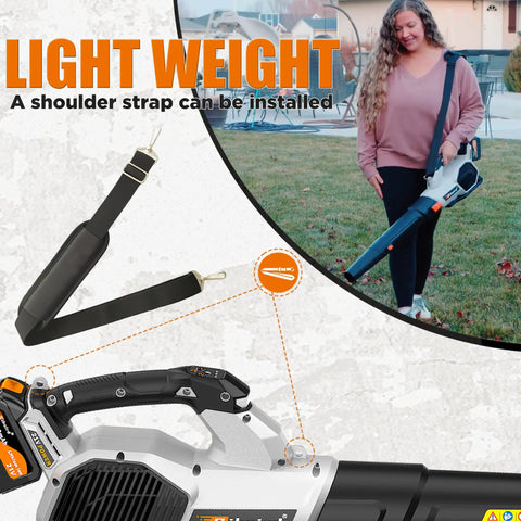 Cordless Leaf Blower 765 CFM With 2x7.8Ah Batteries And Rapid Charger, 3 Speed Plus Turbo Mode, LED Light, Shoulder Strap