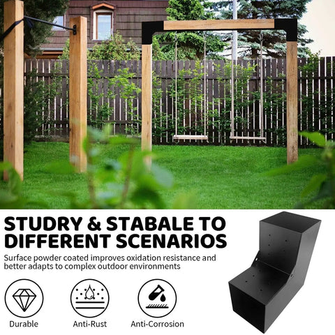 Built To Last Galvanized Steel 2 Way Pergola Brackets Kit For DIY L Shaped Woodworking Fits Standard 6x6 Lumber Actual 5.5x5.5 Outdoor Patio Gazebo Hardware Included 1 Pack, used in wooden swing set structure with durable finish.
