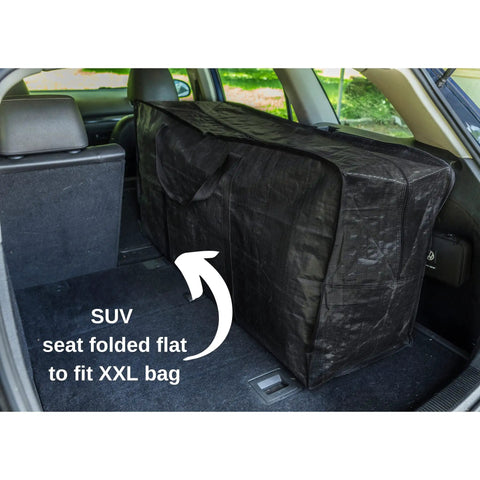 XXL 68.5 Gallon Heavy Duty Storage Bags Two Pack With Mega Strong Wrap Around Handles Zippered Reusable Moving Totes